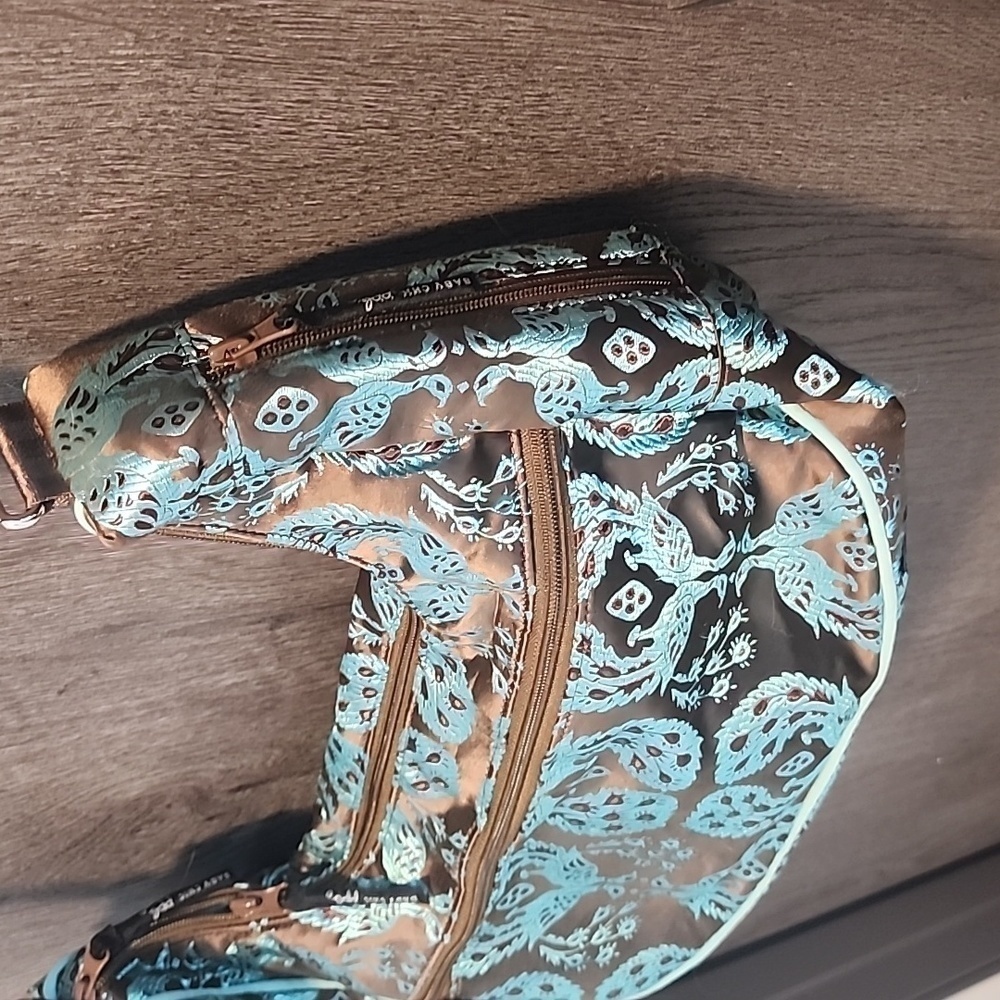 Petunia Pickle Bottom baby chic diaper bag nwot teal/brown vintage - Picture 5 of 11